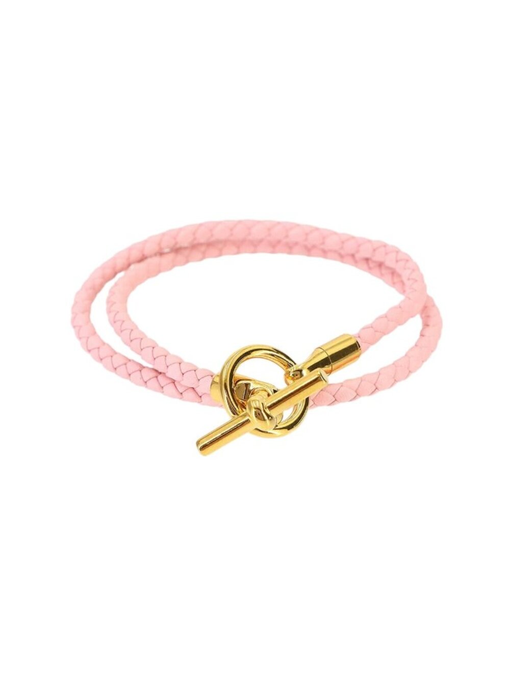 Hermes Glenan Double Tour Bracelet Leather Pink Gold